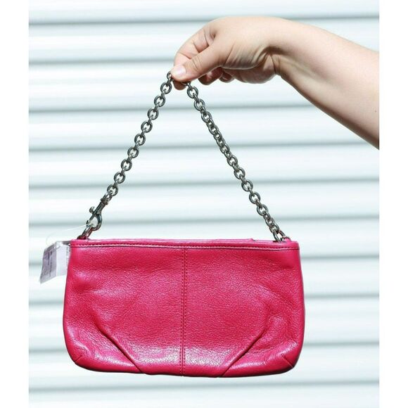 NWT Coach Leather Madison Chain Wallet Clutch MAGENTA - Picture 3 of 9